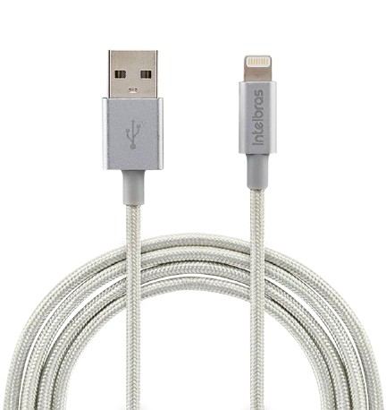 Foto do produto CABO USB - 1,5M NYLON BRANCO - EUAL 15NB - USB / IPHONE 
